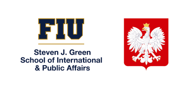 Logos of the FIU Steven J. Green School of International and Public Affairs and The American Institute of Polish Culture