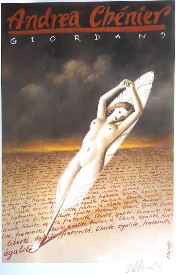 Signed Rafal Olbinski poster: Andrea Chénier (Giordano)