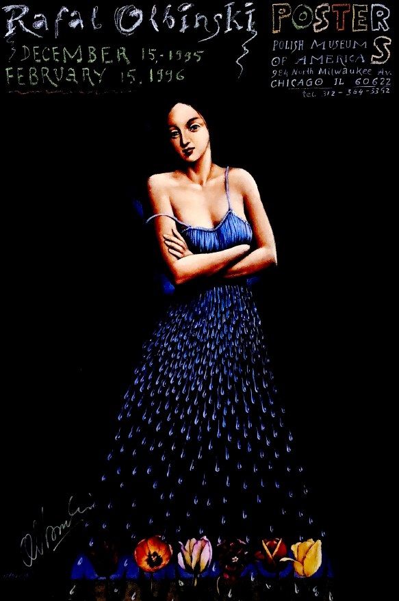 Signed Rafal Olbinski poster: Rafal Olbinski Posters: Polish Museum of America, Chicago