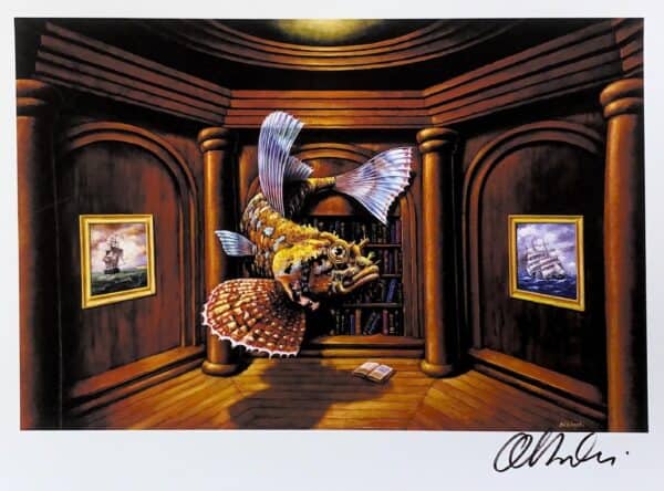 Signed Poster: The Fish in the Library by Rafal Olbinski
